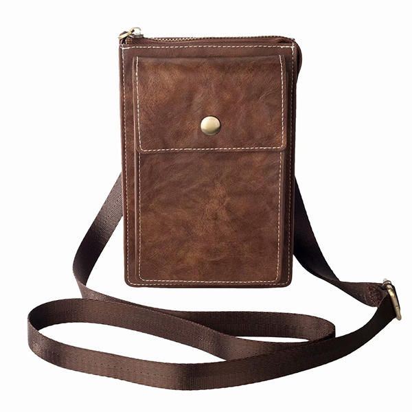 Vintage Rento Kaksinkertainen Vetoketju 6 Tuuman Puhelinlaukku Crossbody Laukku Vyötärölaukku Miehille