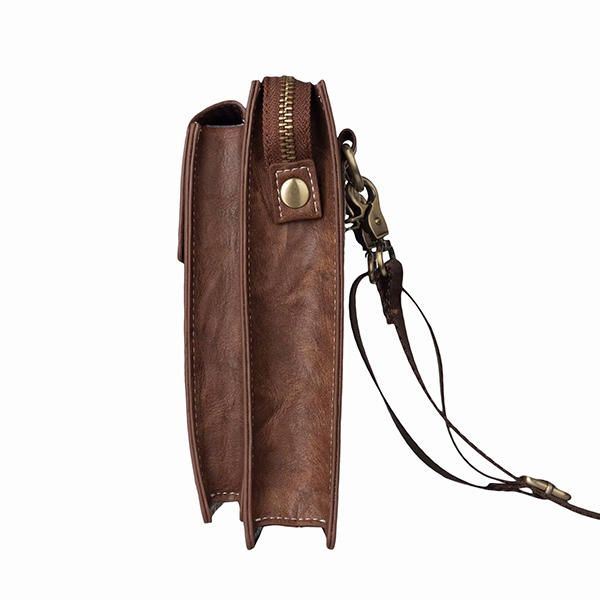 Vintage Rento Kaksinkertainen Vetoketju 6 Tuuman Puhelinlaukku Crossbody Laukku Vyötärölaukku Miehille