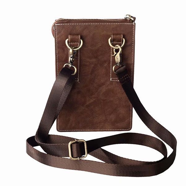 Vintage Rento Kaksinkertainen Vetoketju 6 Tuuman Puhelinlaukku Crossbody Laukku Vyötärölaukku Miehille