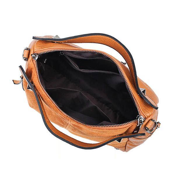 Vintage Rivet Boston Bag Käsilaukku Olkalaukku Naisille