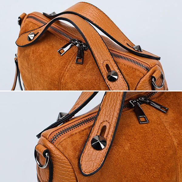 Vintage Rivet Boston Bag Käsilaukku Olkalaukku Naisille