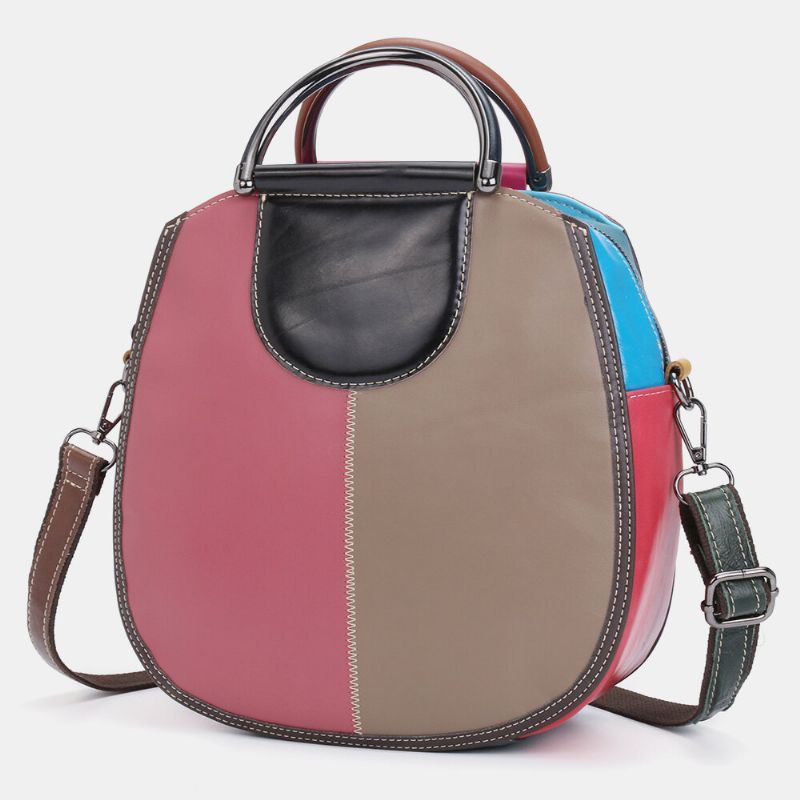 Women Circle Aitoa Nahkaa Oleva Laukku Patchwork Crossbody Bag Käsilaukku Olkalaukku