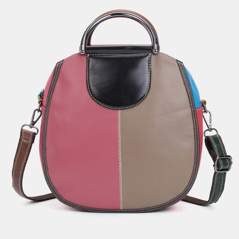 Women Circle Aitoa Nahkaa Oleva Laukku Patchwork Crossbody Bag Käsilaukku Olkalaukku