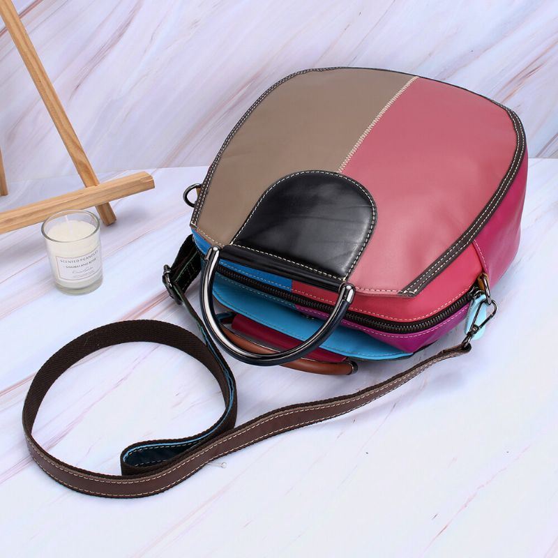 Women Circle Aitoa Nahkaa Oleva Laukku Patchwork Crossbody Bag Käsilaukku Olkalaukku