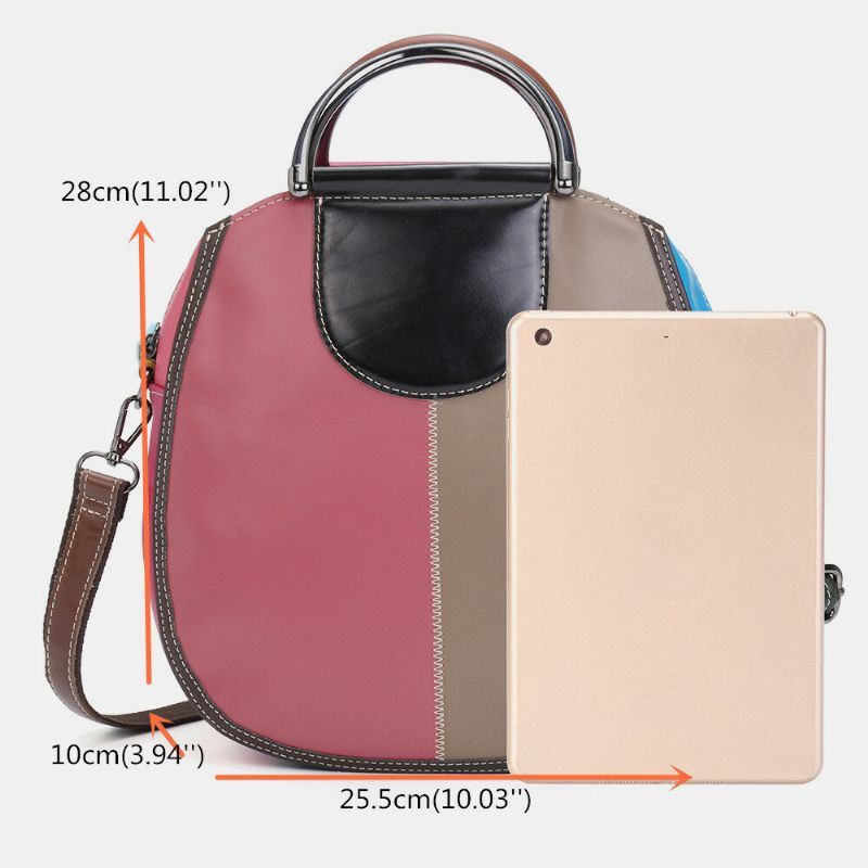 Women Circle Aitoa Nahkaa Oleva Laukku Patchwork Crossbody Bag Käsilaukku Olkalaukku