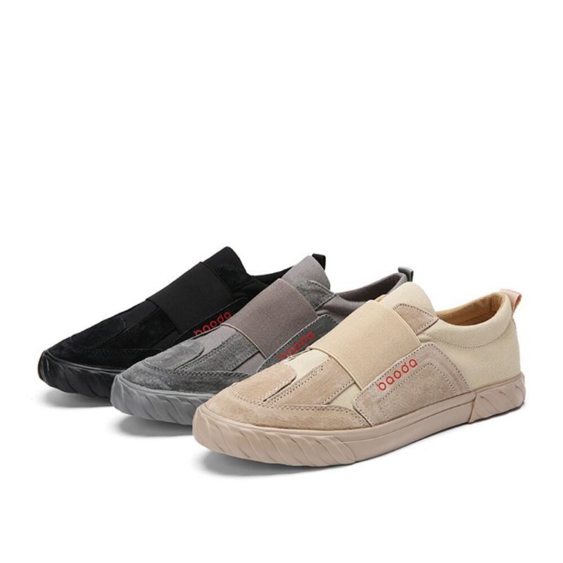Miesten Canvas Hengittävä Pehmeä Pohja Mukava Slip On Brief Pure Color Casual Court Shoes