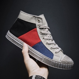 Miesten Colorblock Canvas High Top -nauhalliset Urheilulliset Rento Tennarit