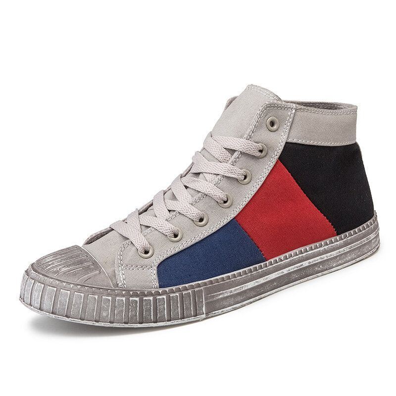 Miesten Colorblock Canvas High Top -nauhalliset Urheilulliset Rento Tennarit