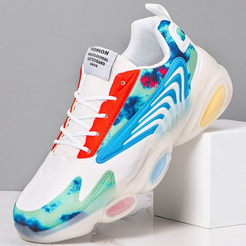 Miesten Hengittävä Mesh Pehmeä Jelly Pohja Trendikäs Väri Splicing Mukavat Urheilu Rento Sneakers