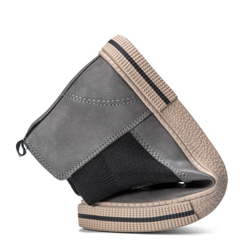 Miesten Nahka Hengittävä Pehmeä Pohja Liukumaton Mukava Slip On Rentoja Kenkiä