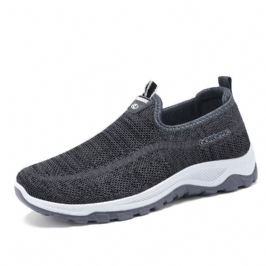 Miesten Urheilu Neuloksesta Hengittävät Kävelykengät Pehmeät Slip On Rento Sneakers