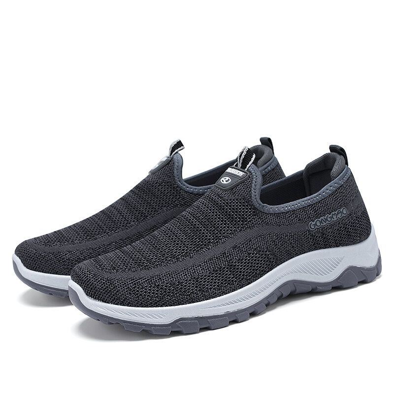 Miesten Urheilu Neuloksesta Hengittävät Kävelykengät Pehmeät Slip On Rento Sneakers