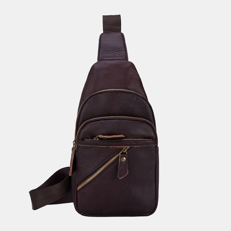 Miesten Aito Nahka Monikerroksinen Kevyt Crossbody Laukku Rintalaukku Sling Bag