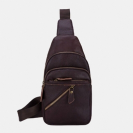 Miesten Aito Nahka Monikerroksinen Kevyt Crossbody Laukku Rintalaukku Sling Bag