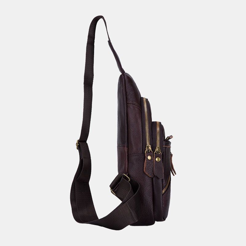 Miesten Aito Nahka Monikerroksinen Kevyt Crossbody Laukku Rintalaukku Sling Bag