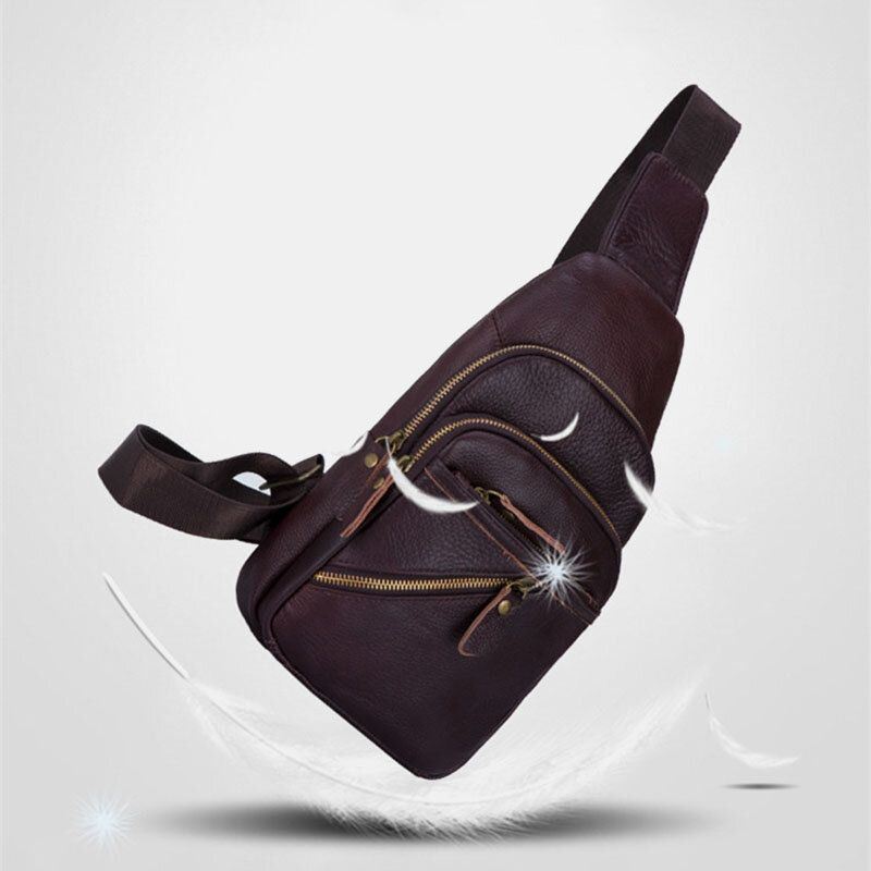Miesten Aito Nahka Monikerroksinen Kevyt Crossbody Laukku Rintalaukku Sling Bag