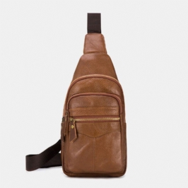 Miesten Aito Nahka Monikerroksinen Vedenpitävä Rento Crossbody Laukku Rintalaukku Sling Bag