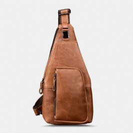 Miesten Aito Nahka Monitaskuinen Varkaudenesto Rintalaukku Retro Wear Vedenpitävä Crossbody Laukku