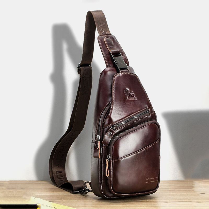 Miesten Aitoa Nahkaa Hasp Kuulokeaukko Suuri Kapasiteetti Vintage 6.5 Tuuman Puhelinlaukku Rintalaukku Crossbody Laukku Olkalaukku