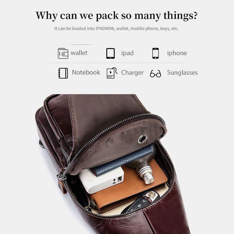 Miesten Aitoa Nahkaa Hasp Kuulokeaukko Suuri Kapasiteetti Vintage 6.5 Tuuman Puhelinlaukku Rintalaukku Crossbody Laukku Olkalaukku
