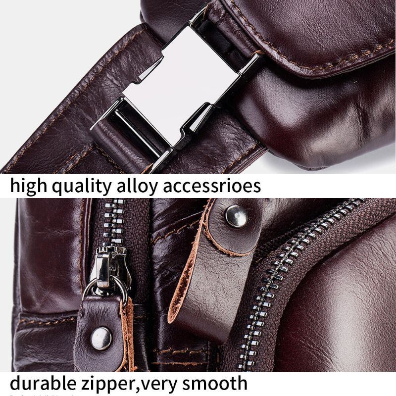 Miesten Aitoa Nahkaa Hasp Kuulokeaukko Suuri Kapasiteetti Vintage 6.5 Tuuman Puhelinlaukku Rintalaukku Crossbody Laukku Olkalaukku