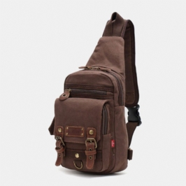 Miesten Aitoa Nahkaa Ja Kangasta Oleva Matkalaukku Ulkokäyttöön Henkilökohtainen Crossbody-laukku Rintalaukku