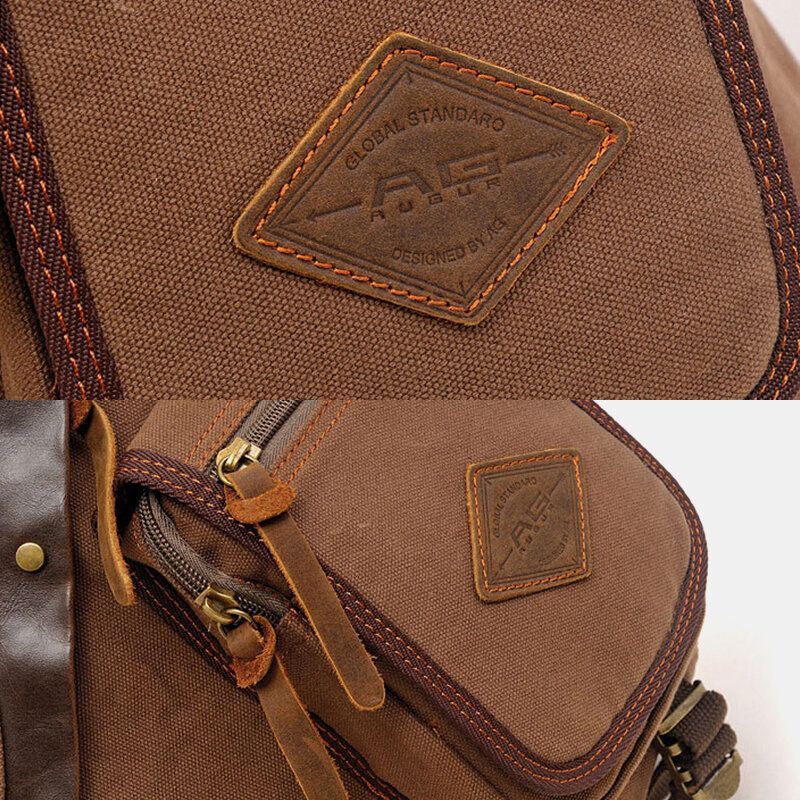 Miesten Aitoa Nahkaa Ja Kangasta Oleva Matkalaukku Ulkokäyttöön Monitaskuinen Crossbody Bag Rintalaukku