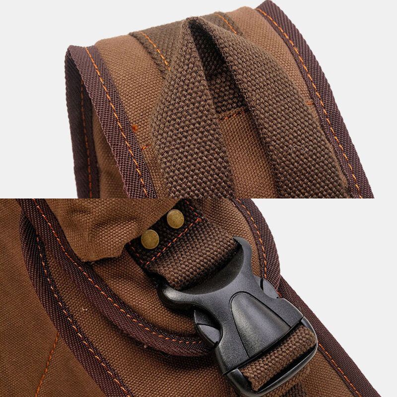 Miesten Aitoa Nahkaa Ja Kangasta Oleva Matkalaukku Ulkokäyttöön Monitaskuinen Crossbody Bag Rintalaukku
