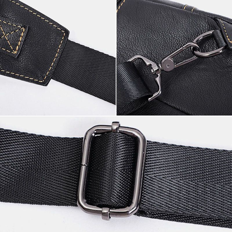Miesten Aitoa Nahkaa Suuri Tilavuus Ulkokäyttöön Rento Rintalaukku Muunnettavissa Oleva Olkahihna Monitaskuinen Olkalaukku Crossbody-laukku