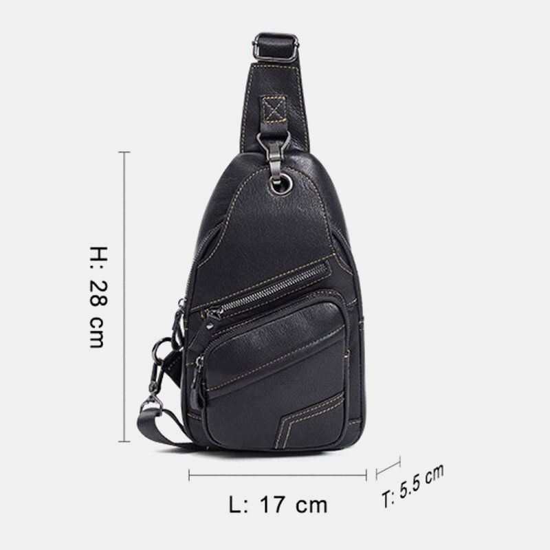 Miesten Aitoa Nahkaa Suuri Tilavuus Ulkokäyttöön Rento Rintalaukku Muunnettavissa Oleva Olkahihna Monitaskuinen Olkalaukku Crossbody-laukku