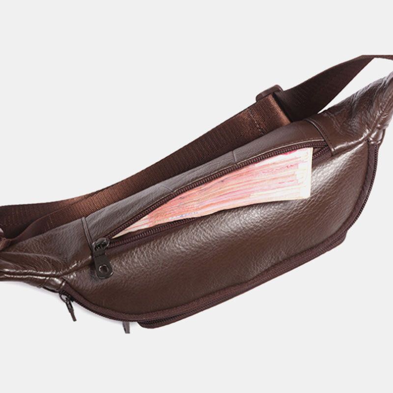 Miesten Aitoa Nahkaa Yksivärinen Multi-carry Crossbody Laukku Rintalaukku Vyölaukku Vyötärölaukku
