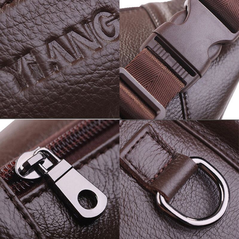 Miesten Aitoa Nahkaa Yksivärinen Multi-carry Crossbody Laukku Rintalaukku Vyölaukku Vyötärölaukku