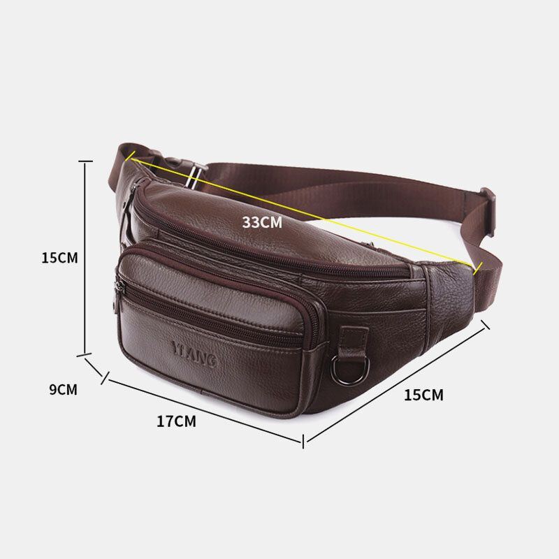 Miesten Aitoa Nahkaa Yksivärinen Multi-carry Crossbody Laukku Rintalaukku Vyölaukku Vyötärölaukku