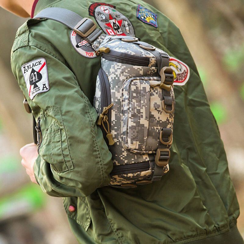 Miesten Canvas Naamiointi Ulkoilu Tactical Urheilu Ratsastus Vyötärölaukku Olkalaukku Rintalaukku