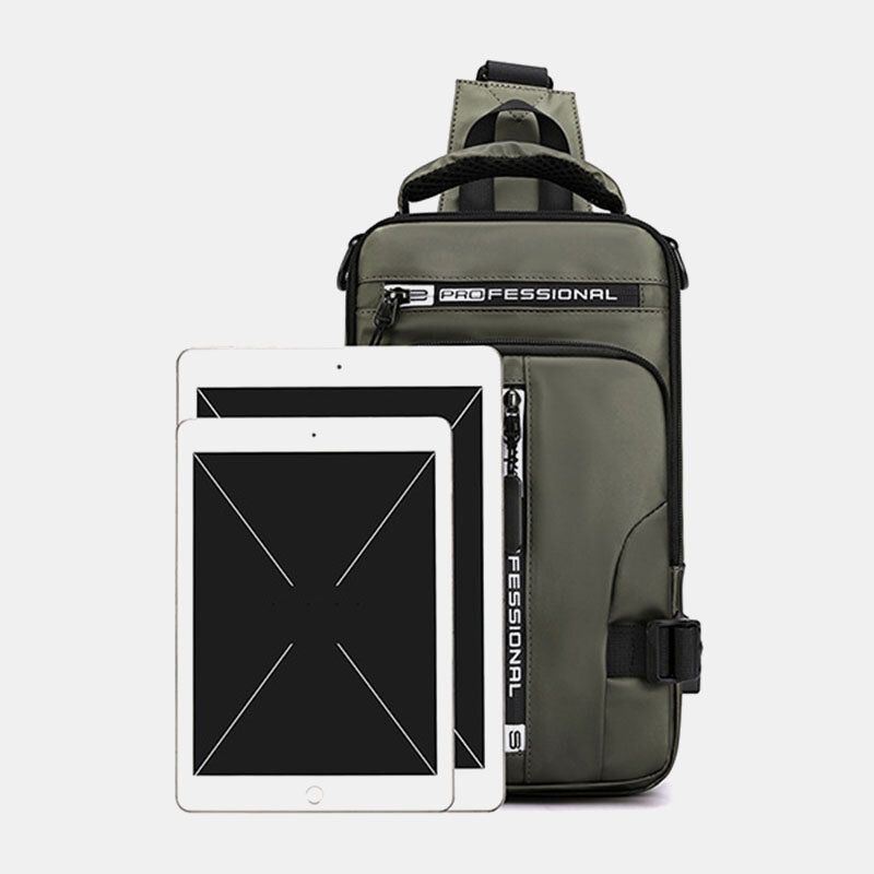 Miesten Casual Monitoiminen Vedenpitävä Nylon Rintalaukku Monitaskuinen Crossbody Laukku Olkalaukku