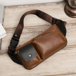 Miesten Keinonahka Retro Business Casual Multi-carry Vyötärölaukku Rintalaukku Sling Bag