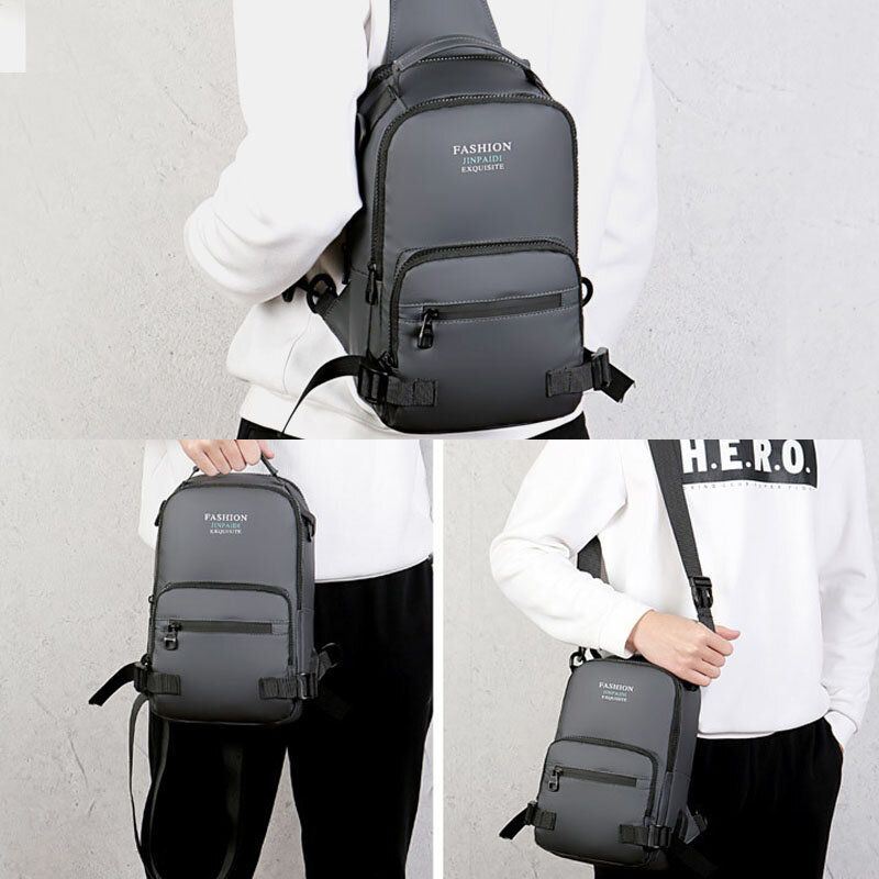 Miesten Monikerroksinen Tila Business Solid Olkalaukku Crossbody Laukku Rintalaukku Usb-latauksella
