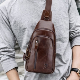 Miesten Monitaskuinen Lehmännahkainen Rintalaukku Rento Urheilu Monikäyttöinen Suuri Tilavuus Crossbody Laukku Olkalaukku