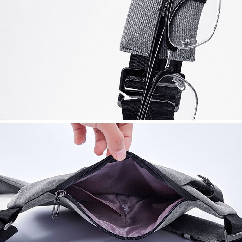 Miesten Ohut Varkaudenesto Rintalaukku Monitoiminen Monitaskuinen Vedenpitävä Crossbody Bag -laukku