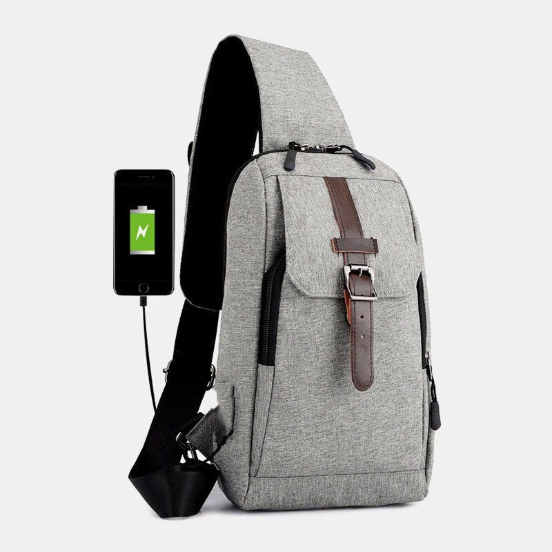 Miesten Oxford Casual Kulutusta Kestävä Monitoiminen Usb-latauspussi Crossbody-laukku
