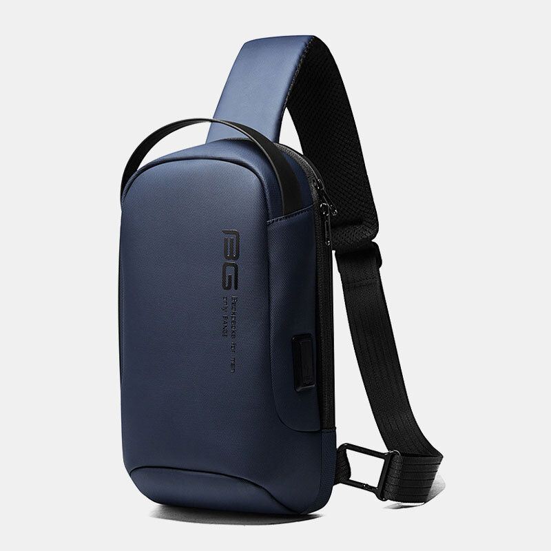 Miesten Oxford Cloth Multi-carry Casual Yksivärinen Business Olkalaukku Rintalaukku Usb-latauksella