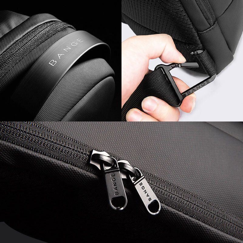 Miesten Oxford Cloth Multi-carry Casual Yksivärinen Business Olkalaukku Rintalaukku Usb-latauksella
