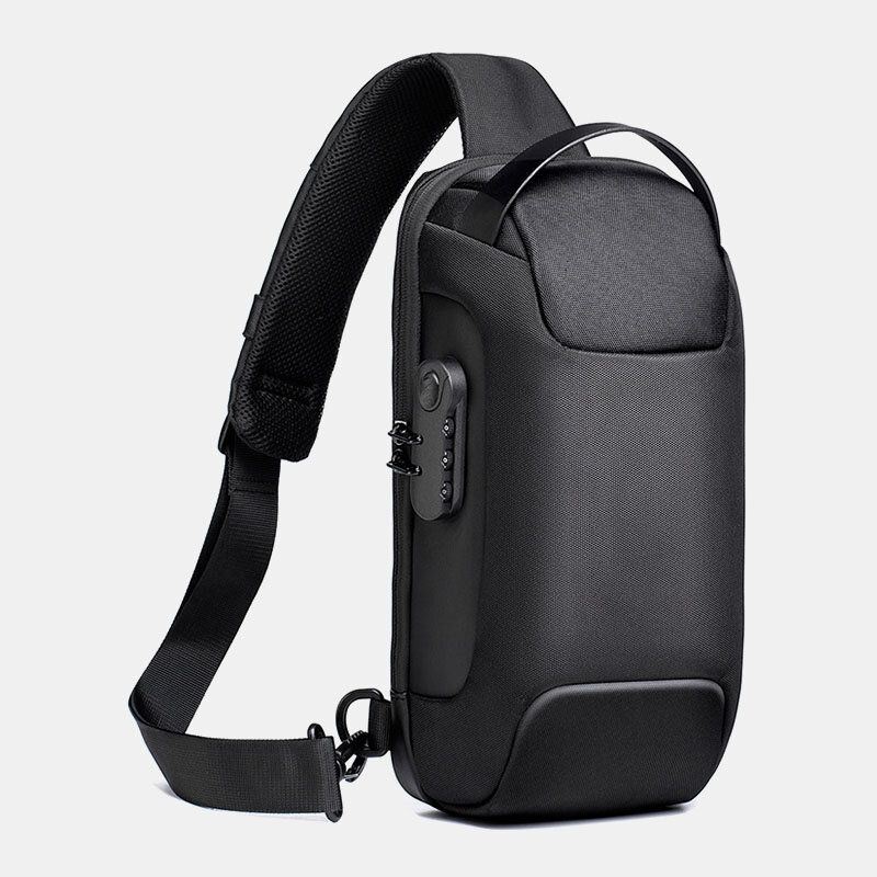 Miesten Oxford Salasana Usb-lataus Varkaudenesto Monikerroksinen Vedenpitävä Crossbody Bag Rintalaukku Sling Bag