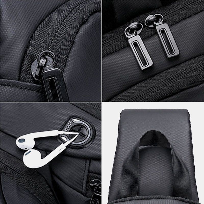 Miesten Oxford Suuren Kapasiteetin Usb-lataus Rintalaukku Muoti Rento Villi Bussikortti Tasku Design Crossbody Laukku Olkalaukku