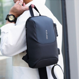 Miesten Oxford Varkaudenesto Salasana Lukko Suuri Kapasiteetti Rintalaukku Matka-usb-lataus Vedenpitävä Hengittävä Messenger Bag Olkalaukku