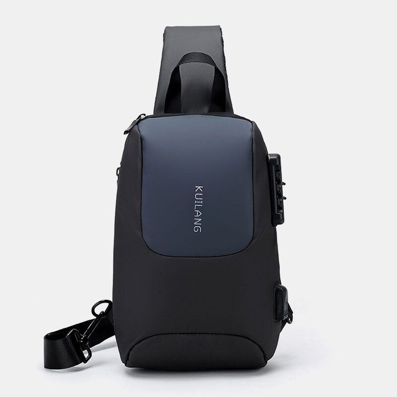 Miesten Oxford Varkaudenesto Salasana Lukko Suuri Kapasiteetti Rintalaukku Matka-usb-lataus Vedenpitävä Hengittävä Messenger Bag Olkalaukku