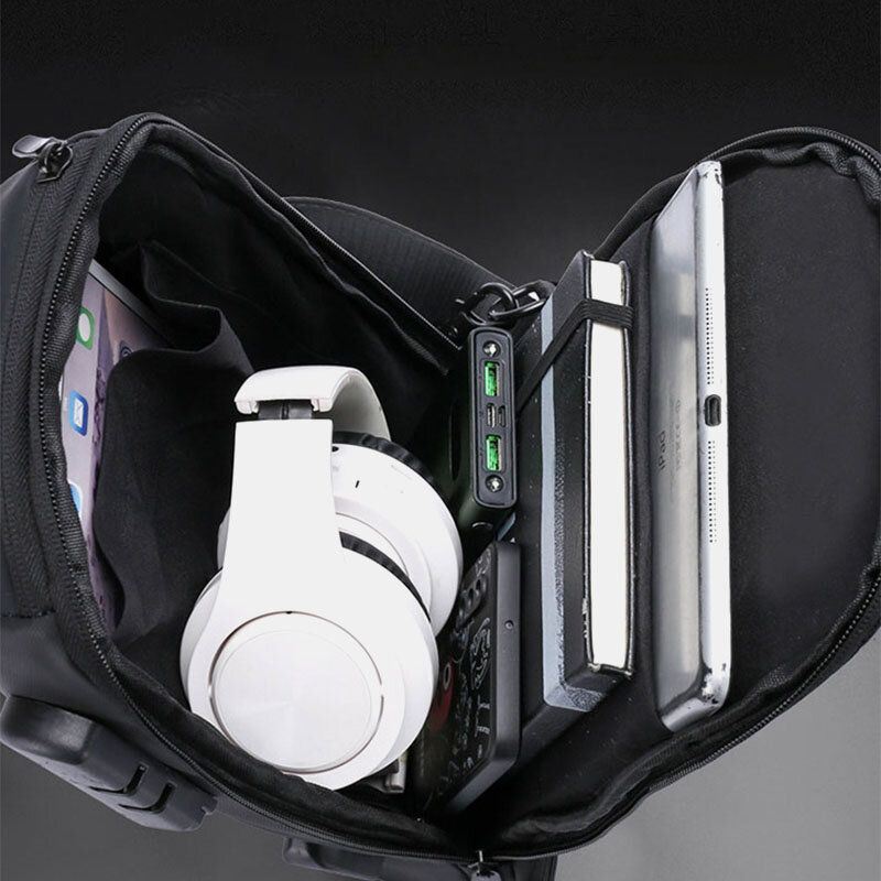 Miesten Oxford Varkaudenesto Salasana Lukko Suuri Kapasiteetti Rintalaukku Matka-usb-lataus Vedenpitävä Hengittävä Messenger Bag Olkalaukku