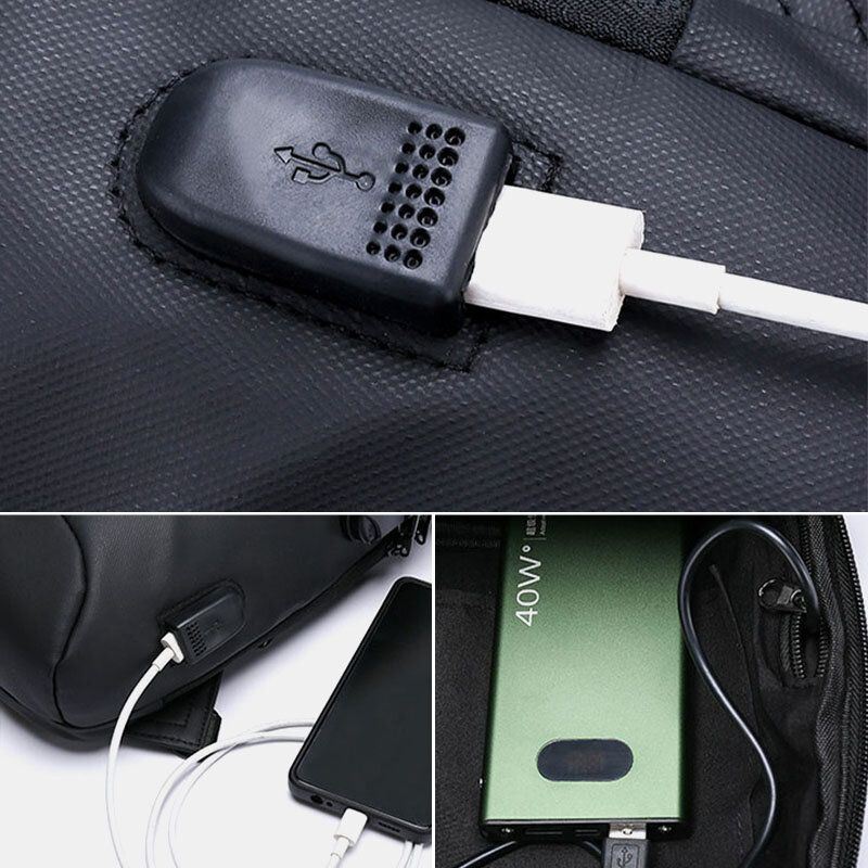 Miesten Oxford Varkaudenesto Salasana Lukko Suuri Kapasiteetti Rintalaukku Matka-usb-lataus Vedenpitävä Hengittävä Messenger Bag Olkalaukku