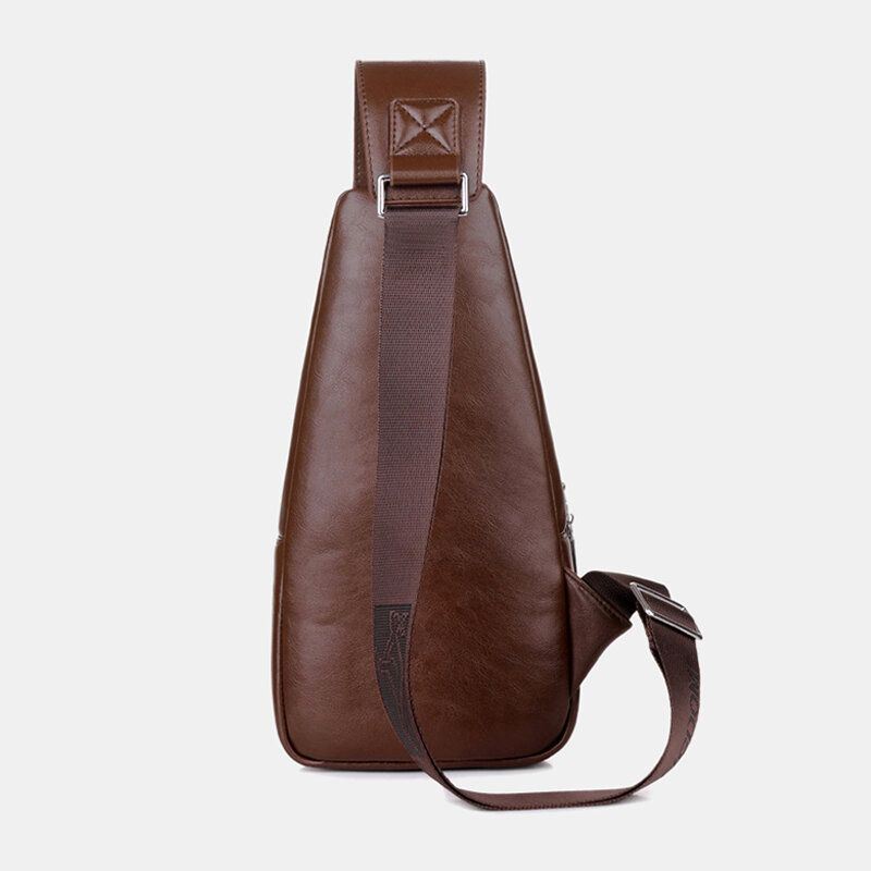 Miesten Pu Nahka Business Casual Outdoor Vedenpitävä Multi-carry Olkalaukku Crossbody Bag Rintalaukku Usb-latauksella