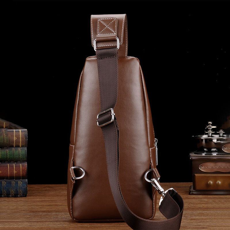 Miesten Pu Nahka Casual Monitoiminen Kuulokeaukko Crossbody Bag Rintalaukku